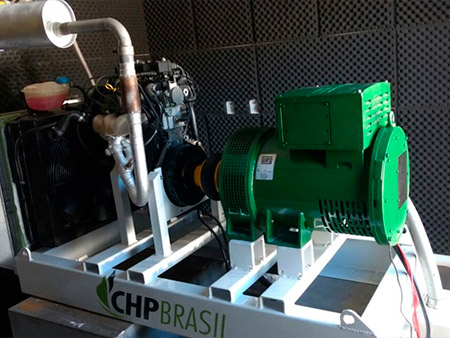 Um gerador CHP 30 produz energia elétrica nesta ETE, que é vendida em GD, gerando receita mensal para a companhia de saneamento.